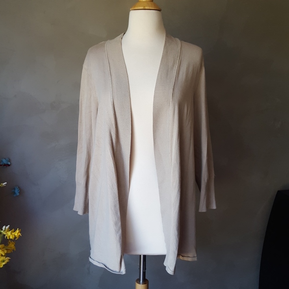 Beige 3/4 Sleeve Soft Rayon Cardigan